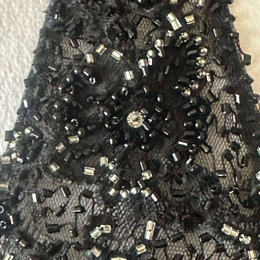 STEPHEN YEARICK Black 100% Silk Beaded Halter Gown Dress Size 6 Couture Pageant - Picture 10 of 17